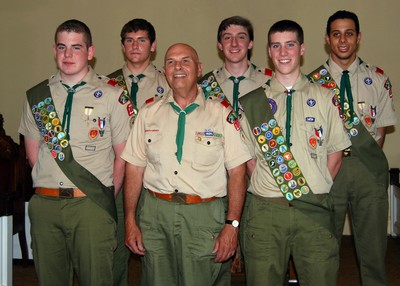 The New Eagle Scouts and their Scoutmaster
