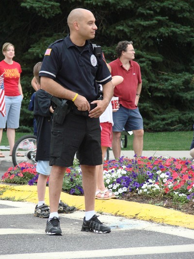 Village officer John Pena on duty at the 4th of July parade.