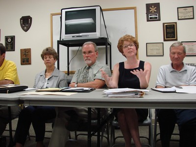 Town board member Mary Beth Greene-Krafft (2nd from right) suggested that the town and village conduct their own internal study.