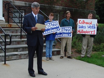 Richard Randazzo defended his record on the steps of Cornwall town hall.