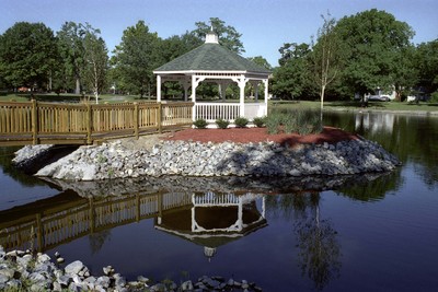 The gaezbo at Rings Pond provides a sense of place.  Photo by Mary Ann G. Neuman.