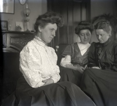 These Cornwall women were photographed in their study...