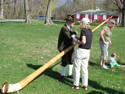 Abby Mayer's Alphorn is a big attraction on Arbor Day.