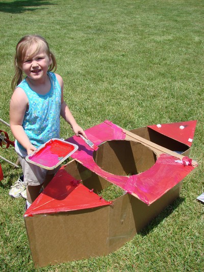 Children had fun building and painting their boats.