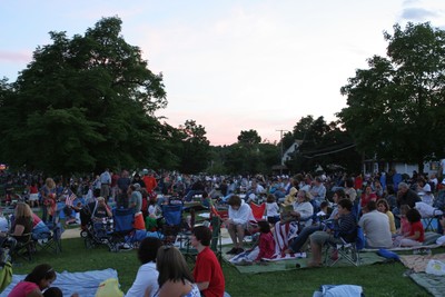 The crowds await the fireworks display at Cornwall Town Park.  Photos by Maureen Moore.