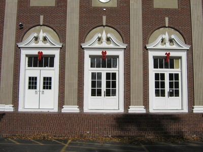 The new door (on left) is made of fiberglas and has a smaller window.