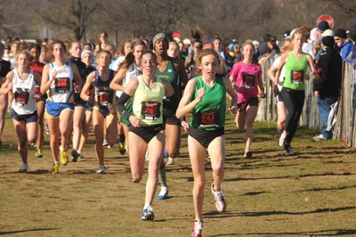 Aisling Cuffe led the pack at the regional cross country race.  Photo provided by Footlocker.