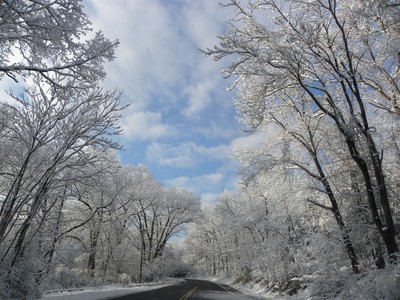 A snow-covered road.  Photo by Maureen Moore.