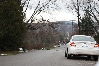When cars are parked on both sides of Laurel Avenue, passing vehicles could have a problem.
