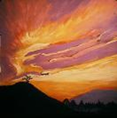 Sunset Platte. Oil on canvas by Susan Miiller.