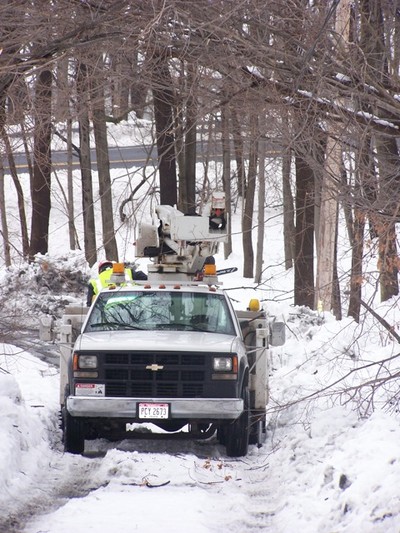 The utility truck from Ohio came to the rescue.
