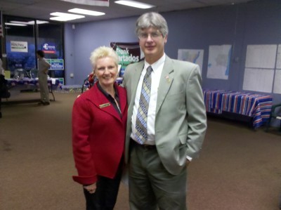 Roxanne Donnery and county legislator Chris Eachus at the campaign office opening.