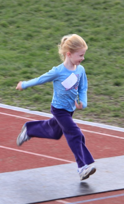 This girl set a good pace on the track race.