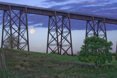 Trestle Moonset.  Photo by Tom Doyle.