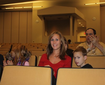 Third-grade teacher Jami Strauss was delighted to hear that she received tenure.