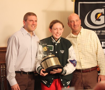Cuffe with her two coaches, David Feuer (l) and Brian Creeden. 
