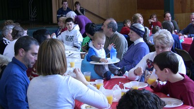 People of all ages came to enjoy the breakfast.