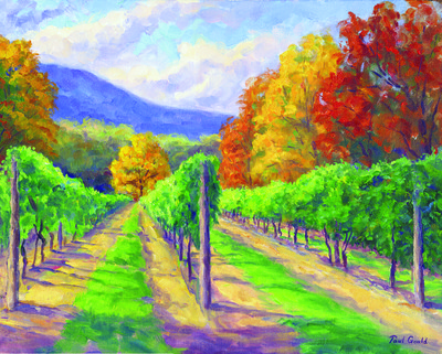 Art created in vineyards, including this painting by Paul Gould, are part of a new exhibit opening Saturday.