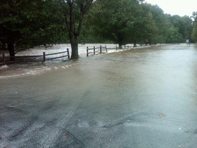 The Moodna flooded the water wellfield on Taylor Road.  Photo by Officer Mike Lug.
