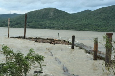 The village dock after the storm.  Photo by Maureen Moore.