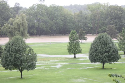 The Storm King Golf Course under water.  