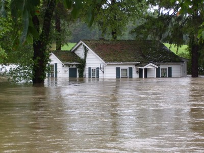 A house on Otterkill is surrounded by the Moodna water.