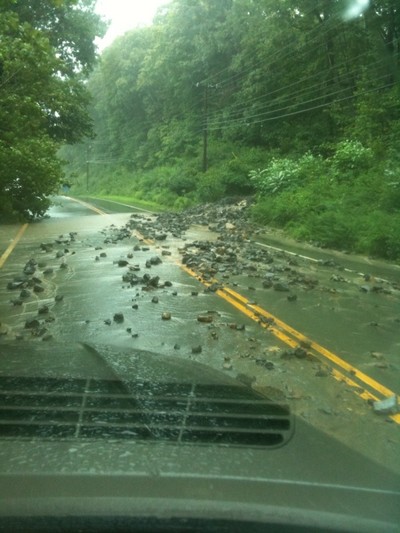 Rock slide on Route 32.  Photo by Catherine Versland.
