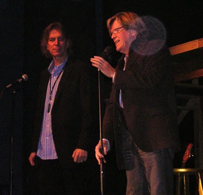 Peter Noone (r) and Frank Annunziata talk about music at SKS.