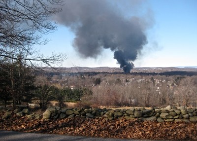 The smoke from the fire seen from Ridge Road.  Photo by Jim Lawless.