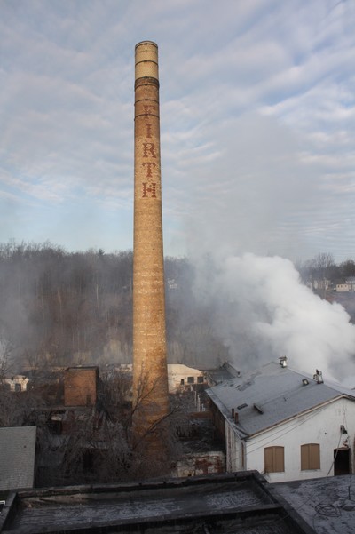 A view of the destruction from the roof of the mill.