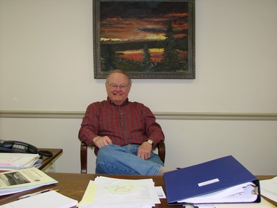 Mayor Moulton at his desk Wednesday morning