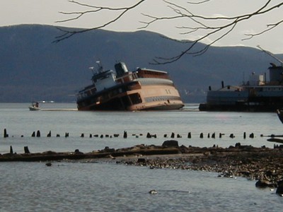 The ferry started taking on water three days before this photo was taken by Bob Anderson.