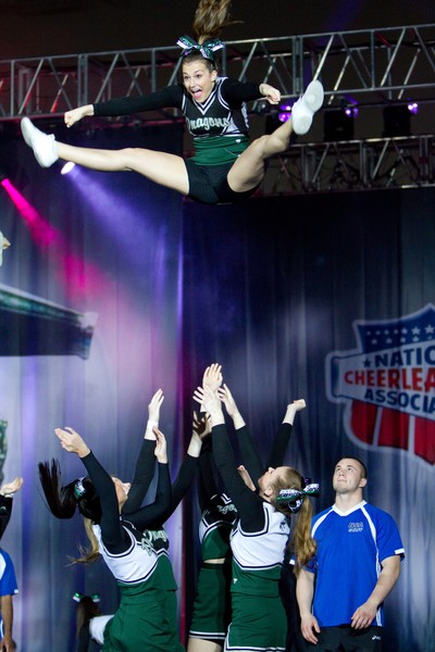 It was moves like this one by the Cornwall cheerleaders that impressed the judges.  Photo by Connie Wagner.