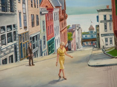 A 1950s scene of Broadway from a mural by Albert Nemethy.