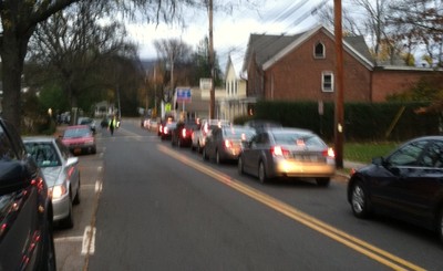 Photo by Jim Lennon. Police direct traffic for gas.