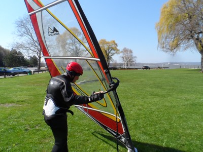 Photo by Jim Lennon. Windsurfing at 67.