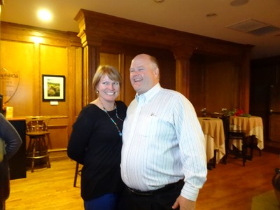 Photo by Jim Lennon. Cornwall Town Supervisor Elect Randy Clark celebrates with his wife Mary at Annarella's on the Green as the final poll results come in placing him ahead of Mary Beth Green-Krafft. 