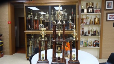 (Photo above by Jim Lennon) Three (3) Trophies that Cornwall-on-Hudson Storm King Engine Company No. 2 Volunteer Fire Department won at the 2014 Orange County Fireman's Parade were proudly, and rightfully so, on display at the Harvest Soup & Desert and Craft Festival.