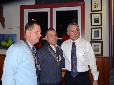 Photo by Jim Lennon. Left to right, U.S. Army Col. Hussy, U.S. Navy E5 Ortiz and Cornwall American Legion Post #353 Commander Pete Kurpeawski at Painters on Friday January 02.