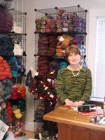 Gail at her new yarn store