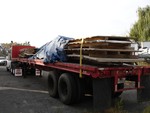 The trailer loaded with stolen steel panels