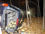 The Ford Explorer flipped over