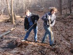 Matt Sweet and Dan Grodence (r) work on the trail.