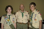 (L to R) Daniel Grodence-Hastey, Scoutmaster Ron Jurain, and Thomas J. RIley, III.