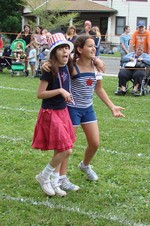Two girls three legged race