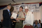 Robert Mudge, NY Legion Scouting Director, with Chris Reimer and NY State Commander Bill Burnett (in white uniform).