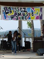 The riverfront gazebo served as the music stage.