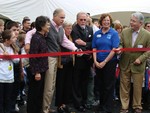 Karima Gebel, George Muser, Cynthia Krupat, Kevin Quigley, Jackie Grant and David Redden get ready to cut the ribbon. 