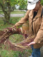 A wreath being made