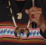 Lyon's necklace represents his family in the animal kingdom.  The buffalo horn was worn by a 19th-century Lakota chief.